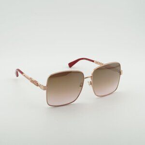 Moschino MOS144/G/S 0DDB 53 Sunglasses Gold/Red Square Frame, Brown Lenses